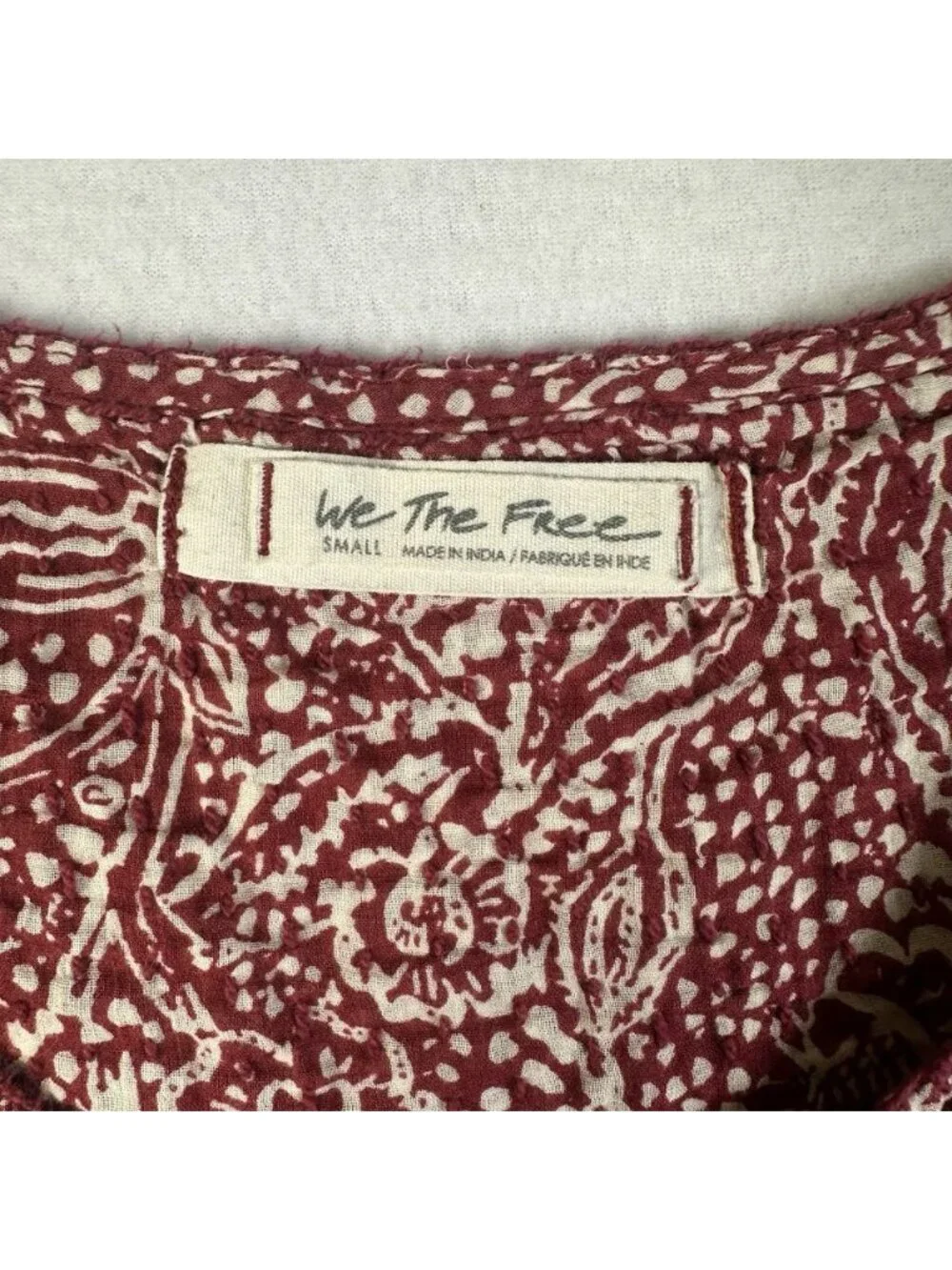 Free People Women's Size Small Cool Meadow Top Peasant Floral Oversized Red - Picture 11 of 13